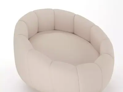Contemporary Padded Sofa 3D Model - Cozy Rounded Design Free 3D model