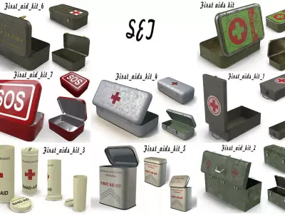 First aid kits Collection  Low-poly 3D model