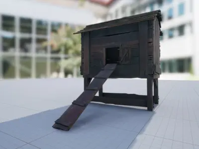 Old Chicken Barn - PBR Low-poly 3D model