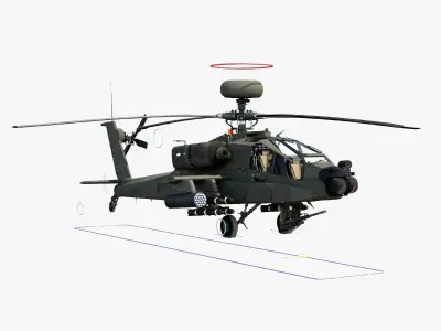 AH64E Apache Longbow Helicopter Green Rigged Low-poly 3D model
