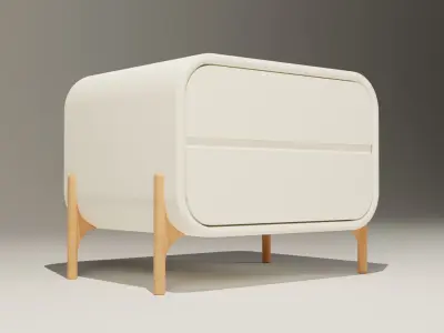 Elegant White Side Table with Wooden Legs - 3D Furniture Model Free 3D model