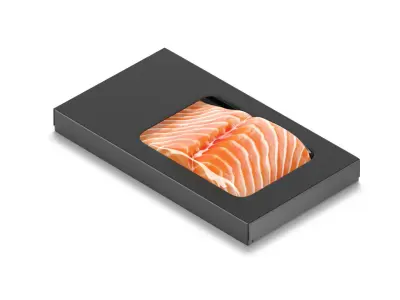 Black Salmon Box Pack - trout cardboard tray  3D model