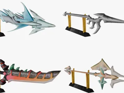20 STYLIZED SPEAR MODELS PACK 1 - LOW POLY Low-poly 3D model