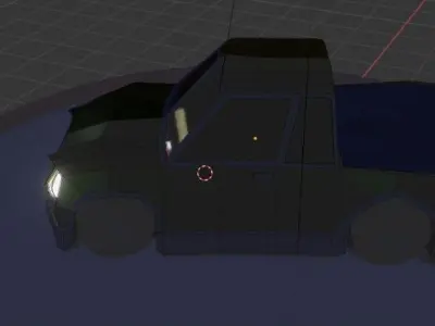 A Van truck on circular platform 3D model