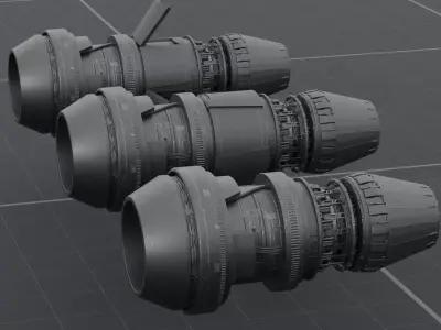 Thruster with turbofan and airbrake 3D model