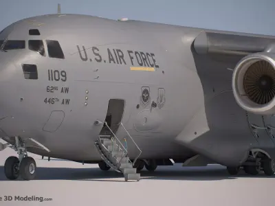 C-17 Globemaster III Ultra Detailed Military Transport Aircraft Low-poly 3D model
