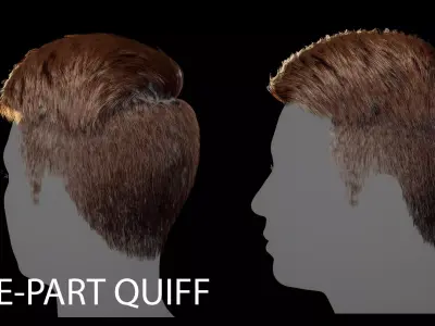 Comb-over with a hard part hairstyle Realtime hair Low-poly 3D model