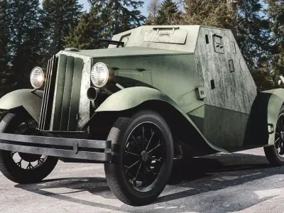 D-8 Soviet light armored car 1930s Low-poly 3D model