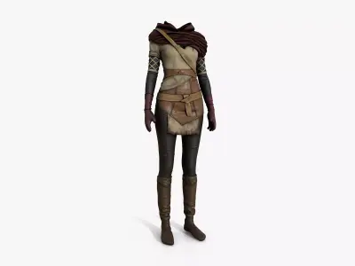 Women Warrior Vintage Costume 3D model