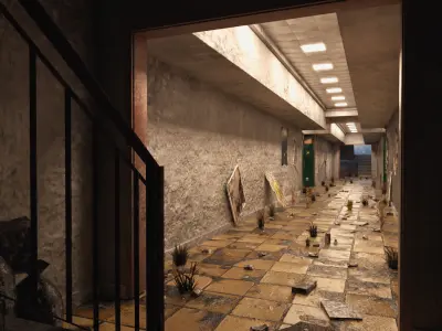 Abandoned 1970 Locker Hallway 3D model