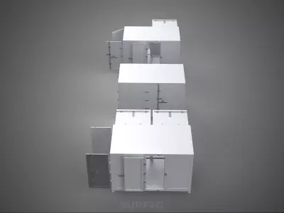 3 CONFIGURATION CLOSED OPEN BOX TRUCK DELIVERY CARGO PICKUP CAR 3D model