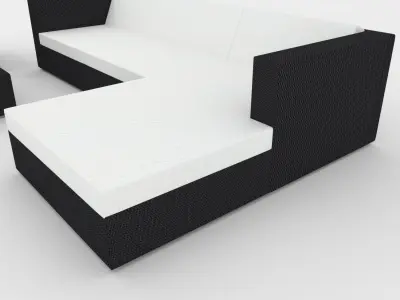 Wicker-Leather Outdoor Furniture Low-poly 3D model