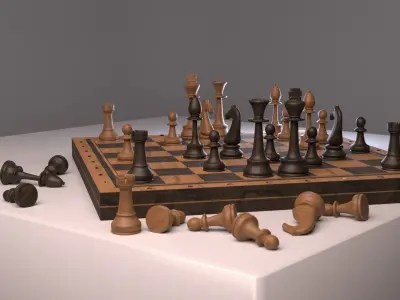 Wood chess Free low-poly 3D model