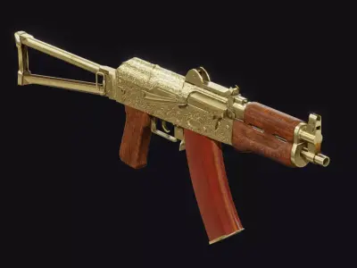 Gold AKS-74U Free low-poly 3D model