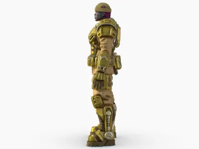 High Poly Man Military Heavy Armor Future 3D model