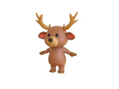 High-Quality 3D Cartoon Deer Low-poly 3D model