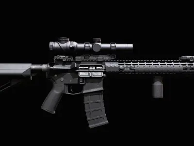 Ar15 AAA 3D Model Game Asset For FPS Low-poly 3D model