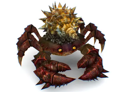 Red Giant Crab Shell Crayfish Arthropods Sea Animal Low-poly 3D model