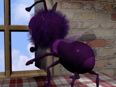 Cartoon Fly Rigged Low-poly 3D model