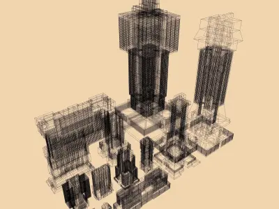 Sci-Fi Cyberpunk Buildings Pack - 13 Buildings Free 3D model