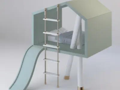 Children Bed Playhouse Free 3D model