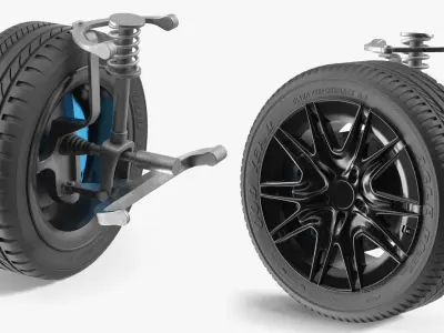 Front Car Wheel with Suspension 3D model