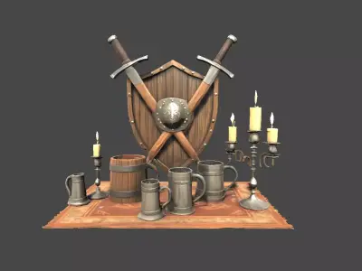 Medieval Tavern Essentials Pack Low-poly 3D model