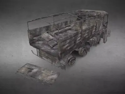 Burnt or Burned Truck Version 2 Low-poly 3D model