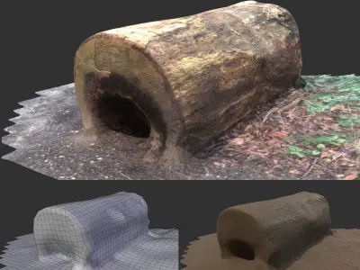 3D sawn of tree part 2 Low-poly 3D model