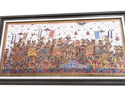 Balinese picture green frame war slaughter Low-poly 3D model