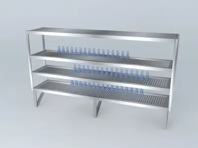 Kit stainless steel shelf with bottles Free 3D model