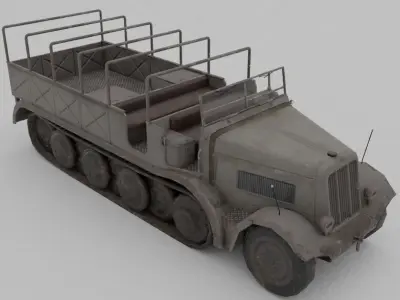 Sd Kfz 9 Famo Heavy Halftrack Low-poly 3D model