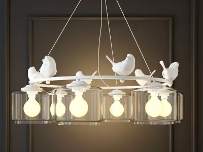 Suspended lamp provence bird pendant chandelier pedant 3D model