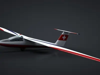 Pilatus B-4 C4D Rigged Sailplane Low-poly 3D model