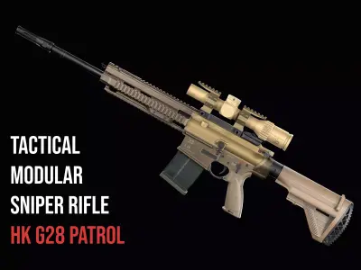 Tactical Modular Sniper Rifle HK G28 patrol Low-poly 3D model