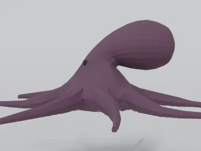 Low Poly Cartoon Octopus Low-poly 3D model