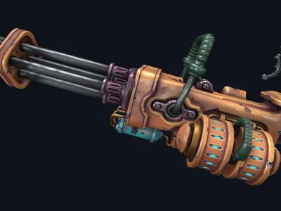 Steampunk minigun Low-poly 3D model