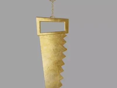 Keychain golden slicing blade wall hanging Free low-poly 3D model