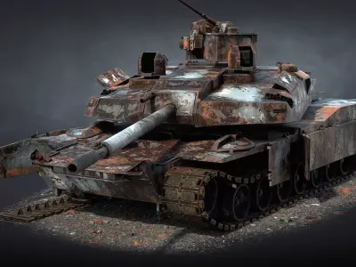 Tank AbramsX Destroyed Low-poly 3D model