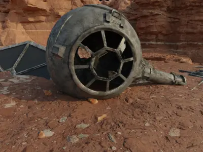 Tie Fighter Wreckage Low-poly 3D model