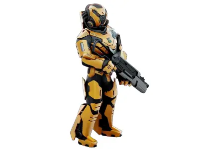 CYBORG SOLDIER RX-100 Rigged for Unreal Engine - Unity - MIXAMO  3D model