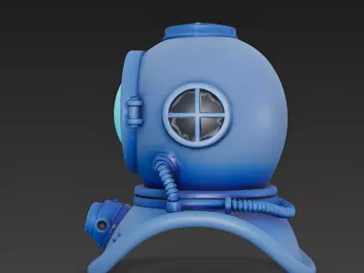 Stylized Deep Sea Cyber Helmet 3D Model Low-poly 3D model