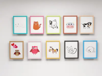 Animal pictures Low-poly 3D model