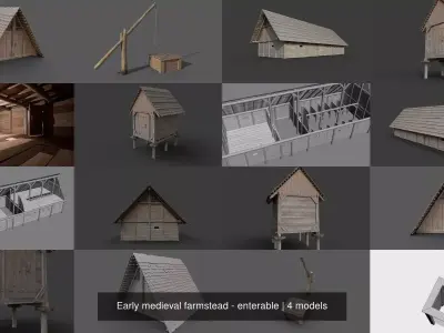 Early medieval farmstead - enterable 3D Model Collection