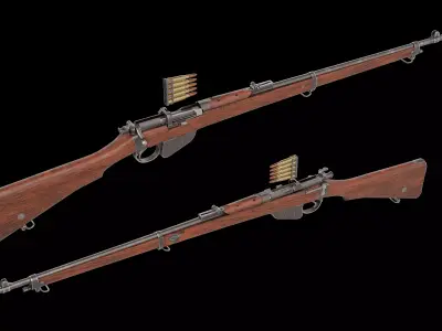 Charger-Loading Lee-Enfield  CLLE MkI rifle Low-poly 3D model