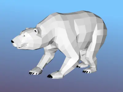 White bear Low Polygon Animal Arctic sea ocean Low-poly 3D model Low-poly 3D model