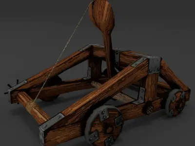 Catapult rigged Animation Low-Poly Free low-poly 3D model