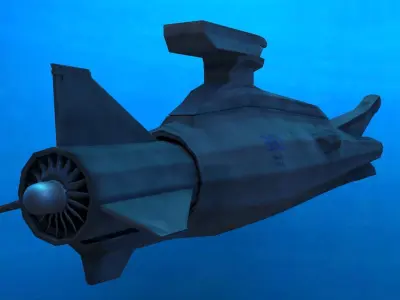 Original Sci-fi Submarine Low-poly 3D model