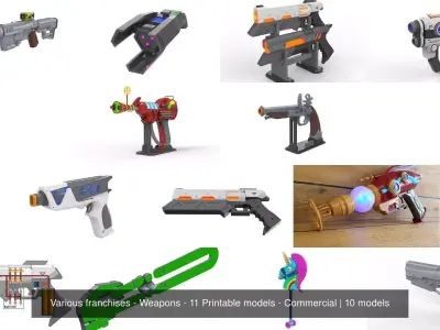 Various franchises - Weapons - 11 Printable models - Commercial 3D Model Collection