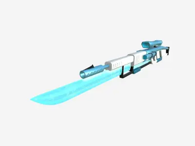 SciFi Sniper Gunblade A01 White Blue - Fiction Weaponry Low-poly 3D model